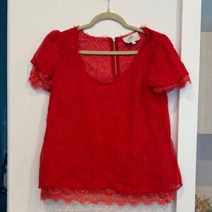 Madison Marcus Vibrant Red Lace Blouse